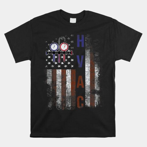 Hvac Techniacian American Flag Usa Unisex T-Shirt