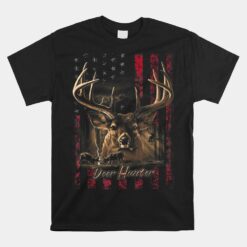 I LOVE USA American Flag And Deer Hunter Unisex T-Shirt