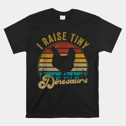 I Raise Tiny Dinosaurs Vintage Retro 70s Chicken Silhouette Unisex T-Shirt