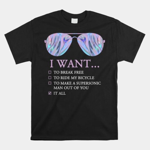 I Want To Ride My Bicycle I Sunglasses Disco Unisex T-Shirt