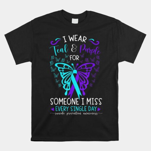 I Wear Teal And Purple Suicide Awareness Butterfly Support Unisex T-Shirt