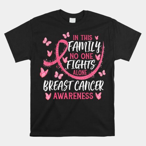 In This Family Nobody Fights Alone Breast Cancer Awareness Unisex T-Shirt