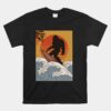 Japanese Vintage Kanagawa Surfing Bigfoot Hanging Ten Unisex T-Shirt