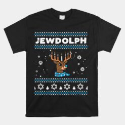 Jewdolph Ugly Hanukkah Sweater Reindeer Funny Chanukah PJs Unisex T-Shirt