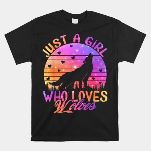 Just A Girl Who Loves Wolves Watercolor Cute Wolf Unisex T-Shirt