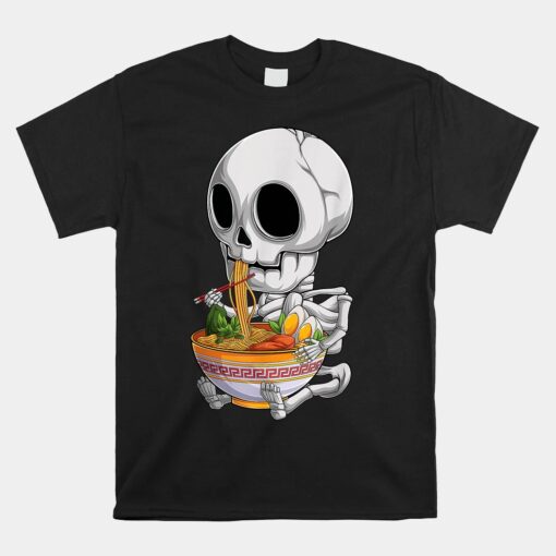 Kawaii Japanese Anime Skeleton Halloween Ramen Unisex T-Shirt