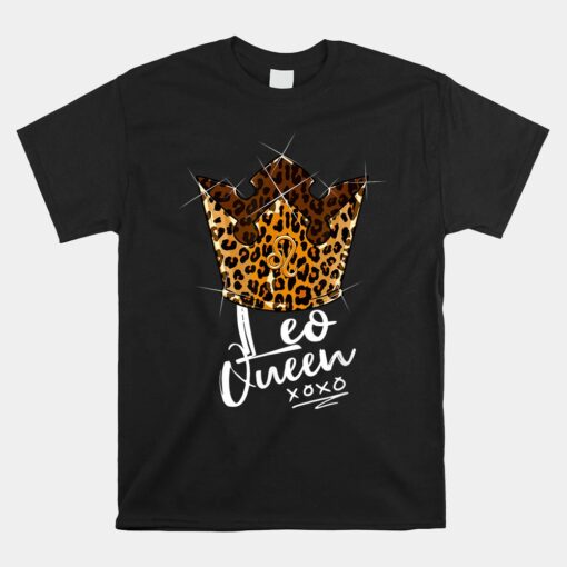 Leopard Leo Queen Zodiac Sign With Leopard Pattern Crown Unisex T-Shirt