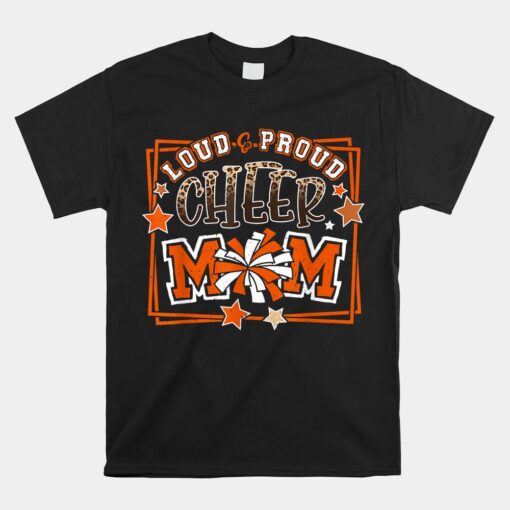 Loud And Proud Cheer Mom Orange Team Leopard Unisex T-Shirt