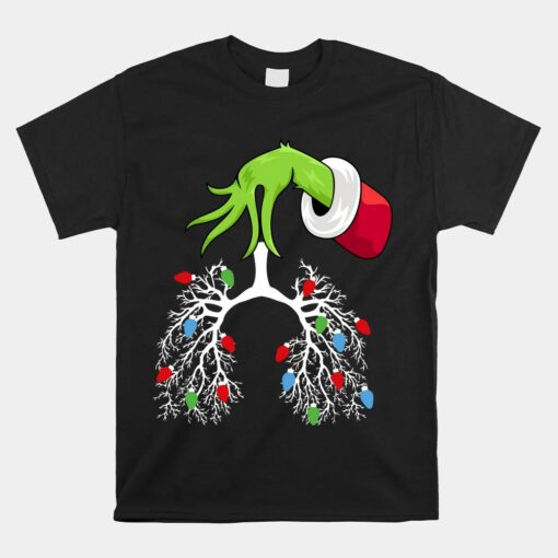 Lung Christmas Lights Respiratory Therapist RT Nurse Xmas Unisex T-Shirt