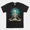 Meditating Skeleton Yoga Halloween Moon Unisex T-Shirt