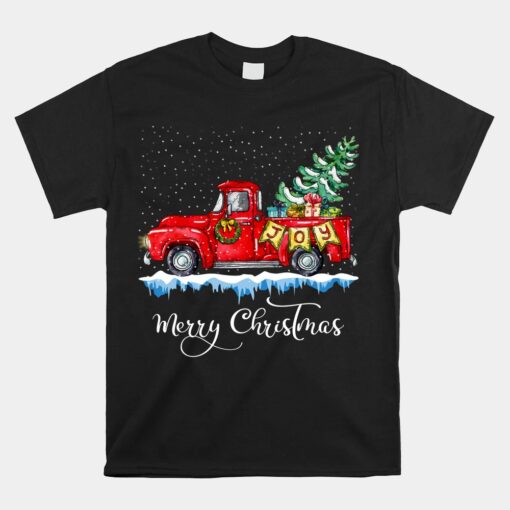 Merry Christmas Red Truck Old Fashioned Christmas Unisex T-Shirt