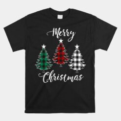 Merry Christmas Yll With Buffalo Plaid Trees Pine Unisex T-Shirt