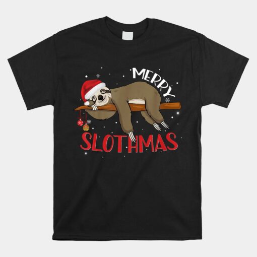 Merry Slothmas Unisex T-Shirt Christmas Pajama For Sloth Unisex T-Shirt