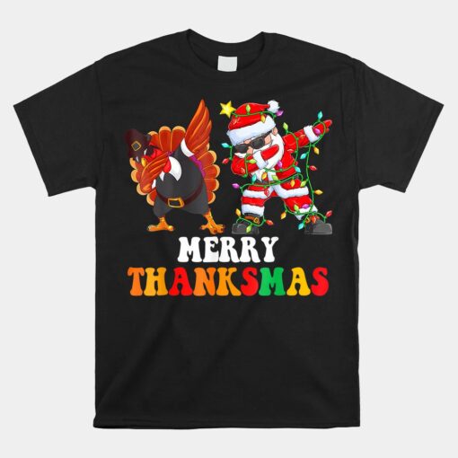 Merry Thanksmas Turkey With Pilgrim Hat Santa Unisex T-Shirt