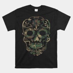 Military Camouflage Camo Dia De Los Muertos Sugar Skull Unisex T-Shirt