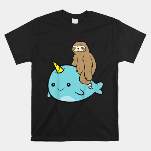 Narwhal Lover Sloth Riding On Narwhal Unisex T-Shirt