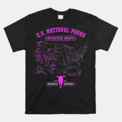 National Parks Map American Hiking Camping Unisex T-Shirt