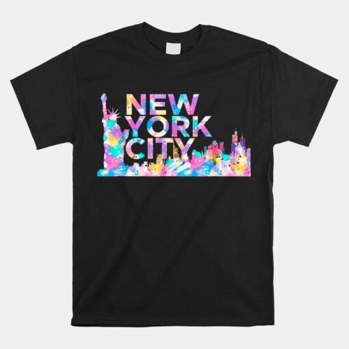 New York City Retro Manhattan NYC Watercolor Skyline NY City Unisex T-Shirt