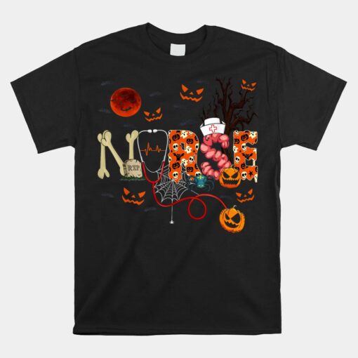 Nurse Stethoscope Nurse Pumpkin Skul Unisex T-Shirt