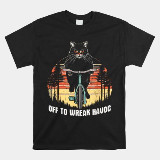 Off To Wreak Havoc Cat On Bike Unisex T-Shirt