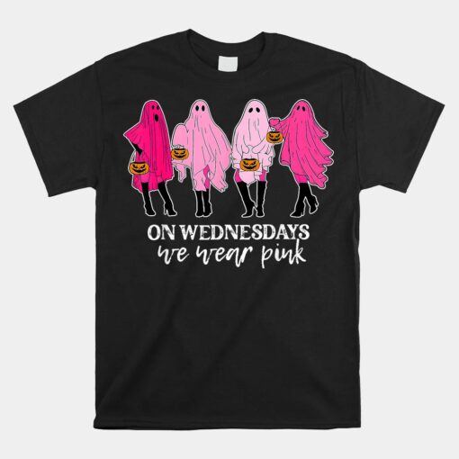 On Wednesday We Were Pink Ghost Breast Cancer Halloween Unisex T-Shirt