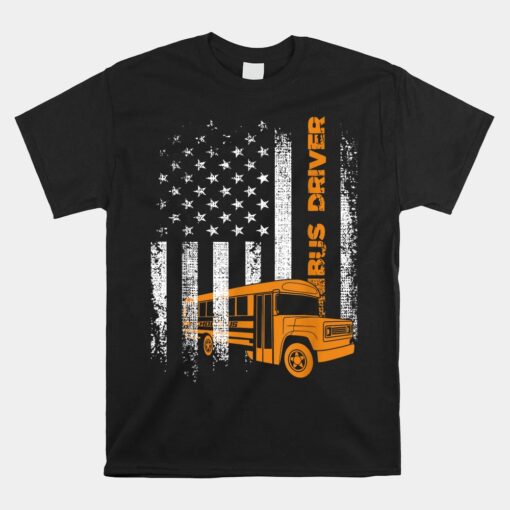 Patriotic Bus Driver Usa American Flag School Bus Driver Unisex T-Shirt