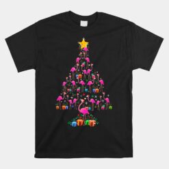 Pink Flamingo Christmas Tree Cute Flamingos Unisex T-Shirt