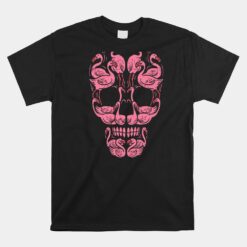 Pink Flamingo Skull Breast Cancer Awareness Halloween Unisex T-Shirt