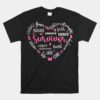 Pink Ribbon Heart Breast Cancer Awareness Survivor Warrior Unisex T-Shirt