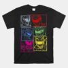 Power Rangers Group Shot Color Silhouette Line Art Panels Unisex T-Shirt