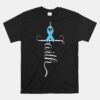 Prostate Cancer Awareness Light Blue Ribbon Faith Survivor Unisex T-Shirt