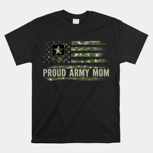 Proud Army Mom Camo American Flag Veteran Unisex T-Shirt