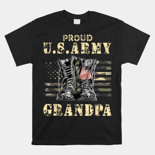 Proud Us Army Grandpa Patriot Us Flag Unisex T-Shirt