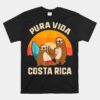 Pura Vida Costa Rica Sloth Surfing Sleepy Summer Vacation Unisex T-Shirt