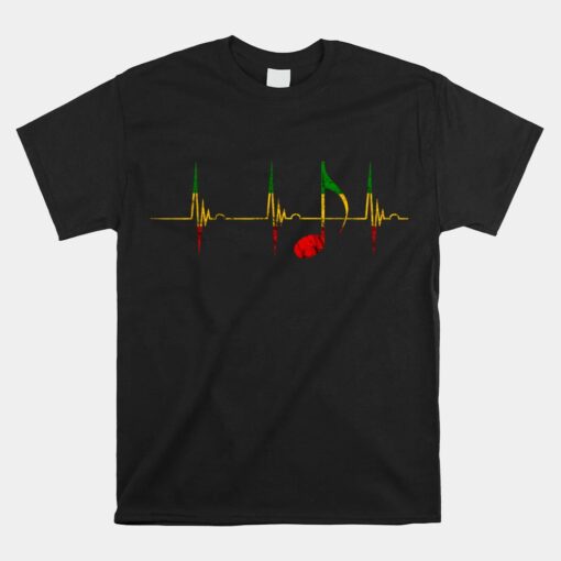 Rasta Reggae Music Notes Heartbeat Ekg Pulse Clefs Unisex T-Shirt