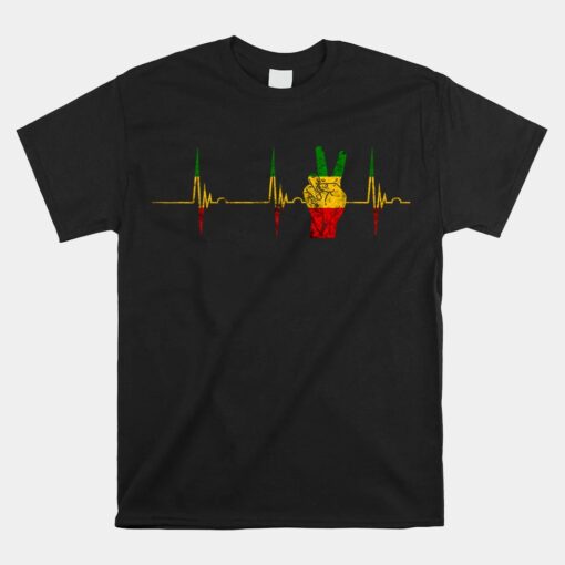 Rasta Reggae Peace Rastafari Roots Heartbeat EKG Pulse Unisex T-Shirt