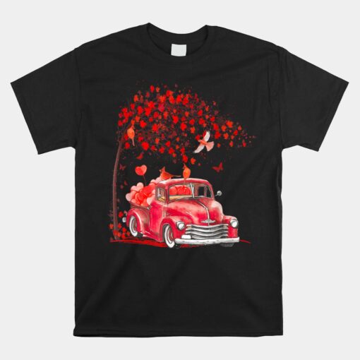 Red Truck Happy Valentines Day Cute Couple Matching Unisex T-Shirt