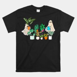 Retro Lady Gardener Ghost Gardening Plant Halloween Unisex T-Shirt