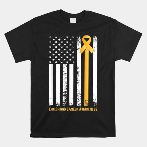 Ribbon In A Flag Childhood Cancer Awareness Unisex T-Shirt