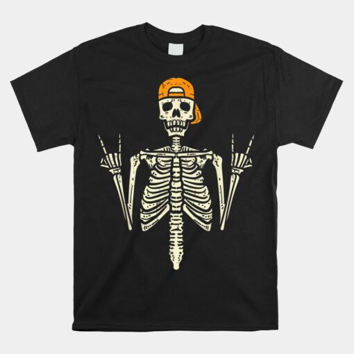 Rocker Skeleton Cap Skater Cool Halloween Punk Rock Unisex T-Shirt