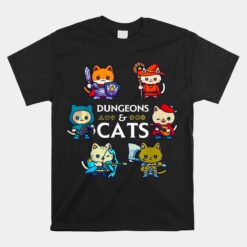 Rpg Gamer And Cats D20 Dice Nerdy Unisex T-Shirt