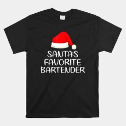 Santa's Favorite Bartender Matching Family Funny Christmas Unisex T-Shirt