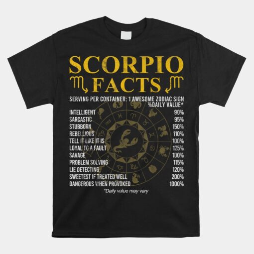 Scorpio Facts Horoscope Birthday Celebrant Unisex T-Shirt