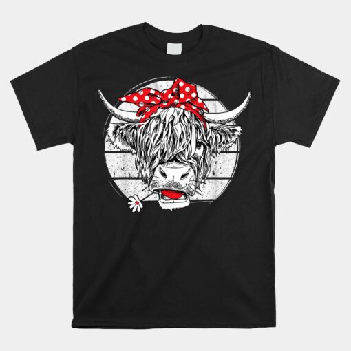 Scottish Highland Cow Cattle Hairy Cow Flowers Woman Unisex T-Shirt