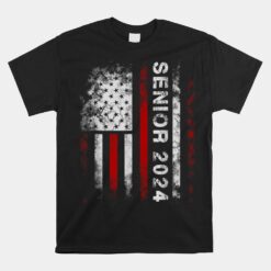 Senior 2024 American Flag Unisex T-Shirt USA Graduation Class Of 2024 Unisex T-Shirt