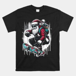 Skater Santa Christmas Skateboard Street Art Cool Holidays Unisex T-Shirt