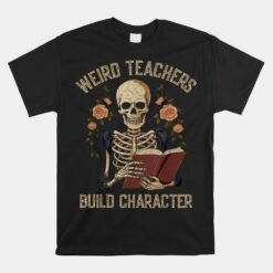 Skeleton Book Floral Skull Halloween Teacher For Unisex T-Shirt