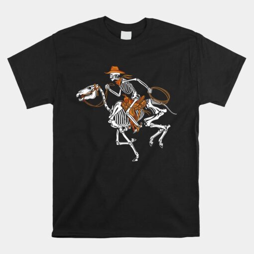 Skeleton Cowboy Riding Horse Halloween Rider Unisex T-Shirt