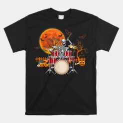 Skeleton Drummer Halloween Costume Playing Drums Unisex T-Shirt