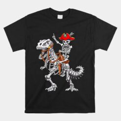 Skeleton Pirate Riding Skeleton Dinosaur Halloween Spooky Unisex T-Shirt